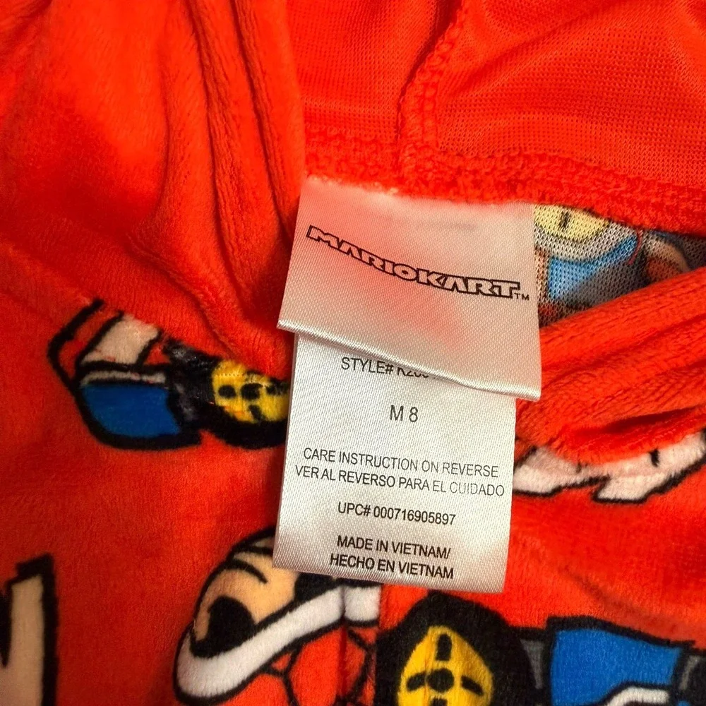 Mario kart kids one piece fleece‎ pajama union suit kids size 8 NEW